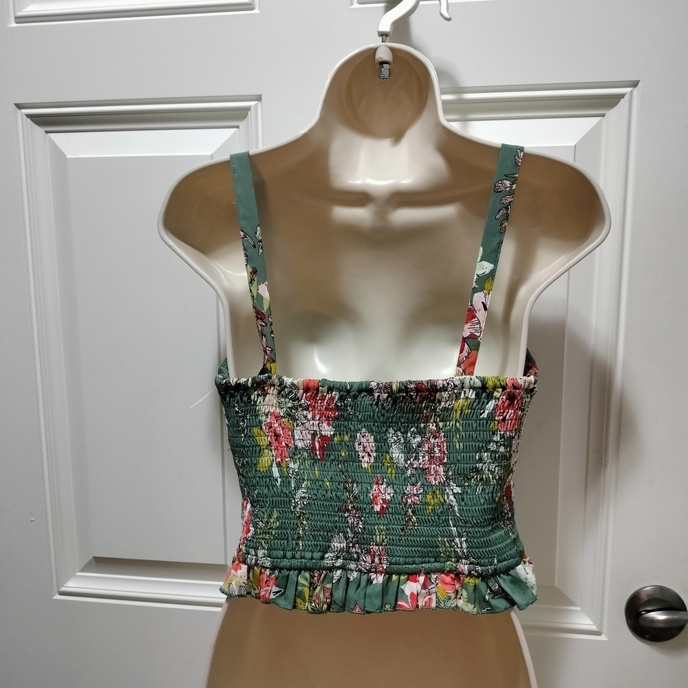 Bog Collective Floral Ruched Corset Tank Top Womens Small - Picture 4 of 7